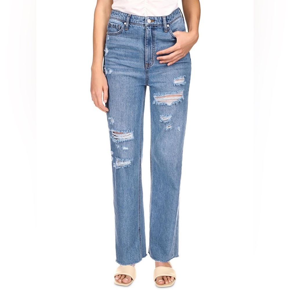 SANCTUARY DENIM DESTROYED WIDE LEG JEANS